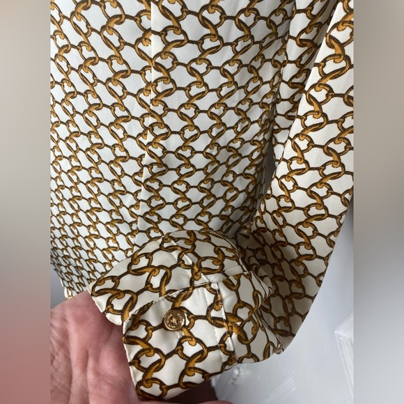 MICHAEL Michael Kors Brown and Gold Long Sleeve Button Down Shirt - Picture 10 of 11